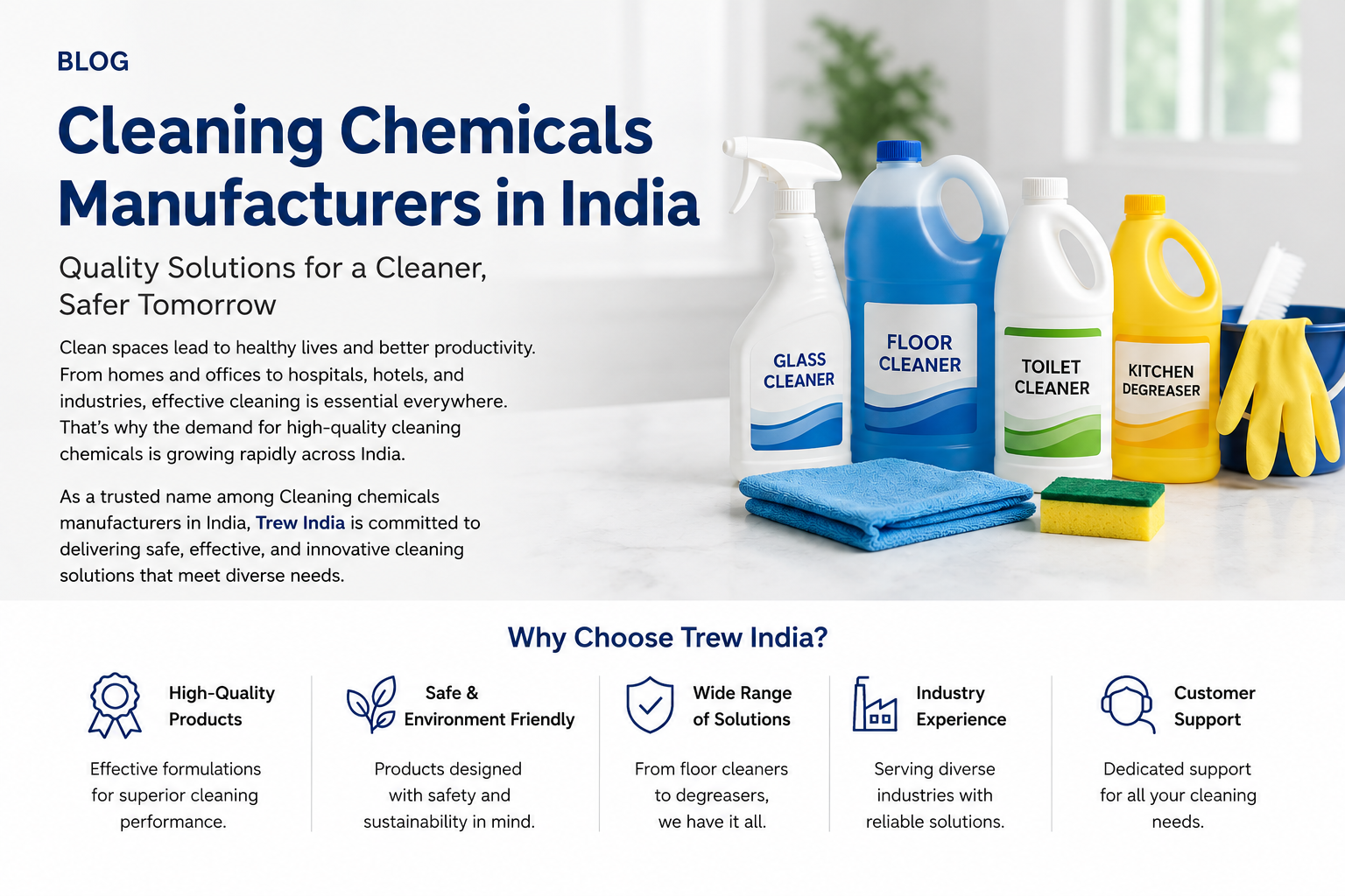 Top Features of Reliable Cleaning Chemical Manufacturers in India